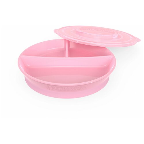 Тарелка с разделителями Twistshake (Divided Plate). Пастельный розовый (Pastel Pink). Возраст 6+m.