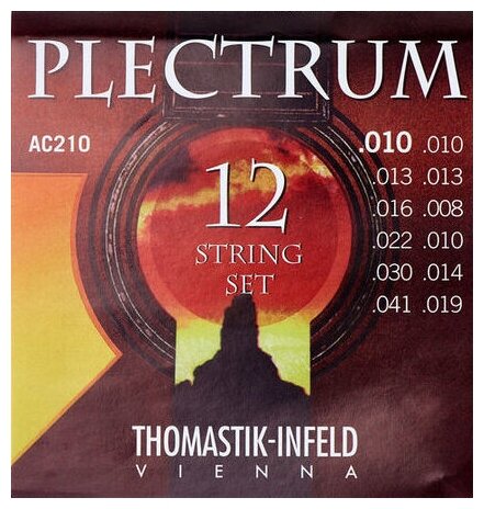 AC210 Plectrum Комплект струн для 12-струнной акустической гитары, сталь/бронза, 010-041, Thomastik