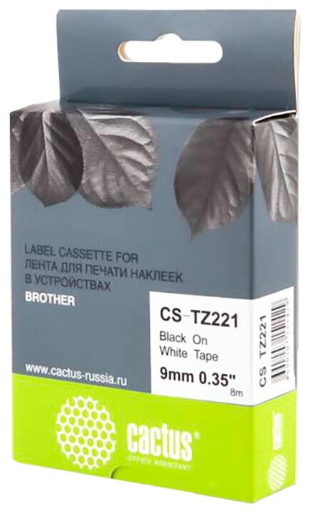 Картридж Cactus ленточный TZe-221 черный для Brother 1010/1280/1280VP/2700VP