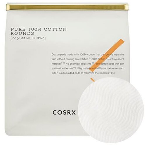 COSRX Pure 100% Cotton Rounds (Хлопковые пады), 80 шт хлопковые очищающие пэды для лица pure 100% cotton rounds 80шт