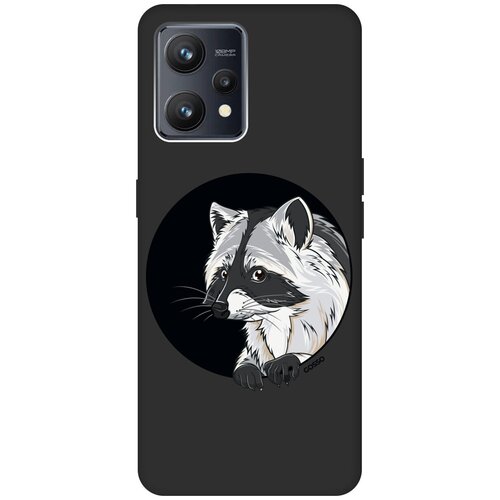 Матовый Soft Touch силиконовый чехол на Realme 9 / Рилми 9 с 3D принтом Raccon in a Hollow черный матовый soft touch силиконовый чехол на realme 9 pro рилми 9 про с 3d принтом raccon in a hollow черный