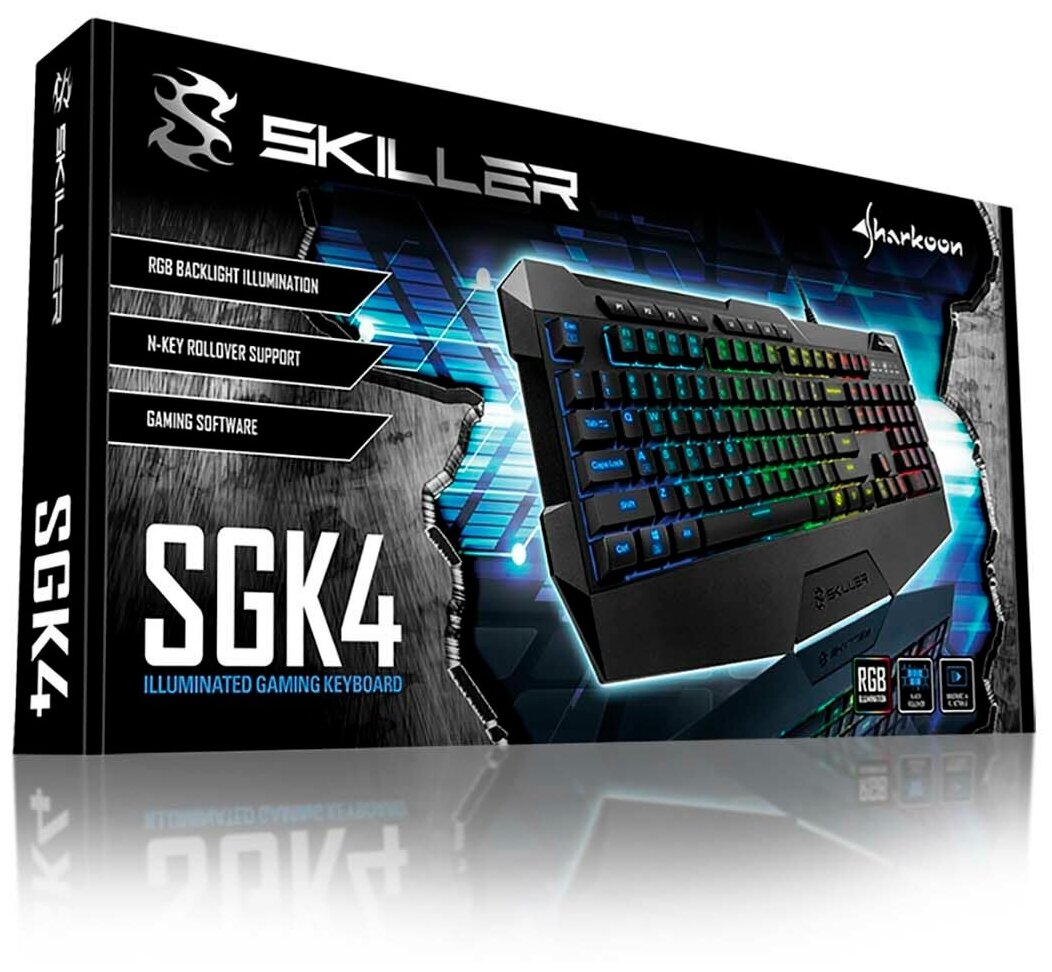 Клавиатура Sharkoon Skiller SGK4 (Резиновые колпачки, RGB) черный