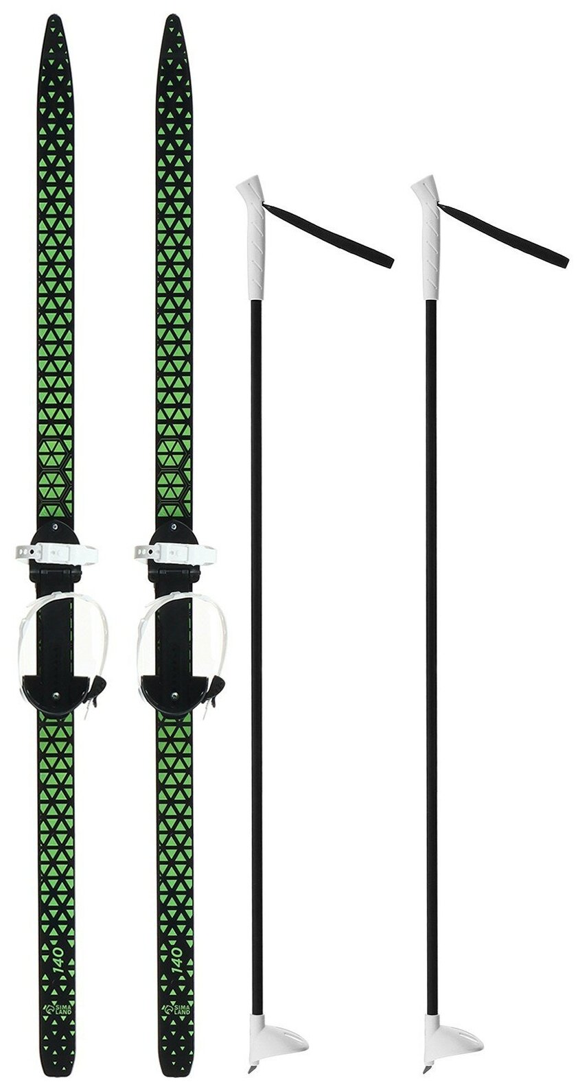 Snow Cat Лыжный комплект подростковый: пластиковые лыжи 140 см с насечкой, стеклопластиковые палки 105 см, универсальное крепление Ski Race «Градиент»