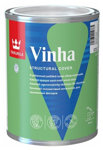 Антисептик для дерева Tikkurila Vinha (База А) кроющий белый 0.9 л