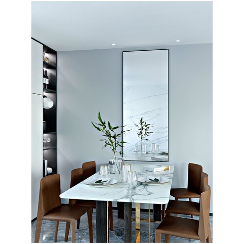 Зеркало интерьерное, Большое зеркало в полный рост, Зеркало настенное 190х90 см, цвет рамы - черный, TODA ALMA