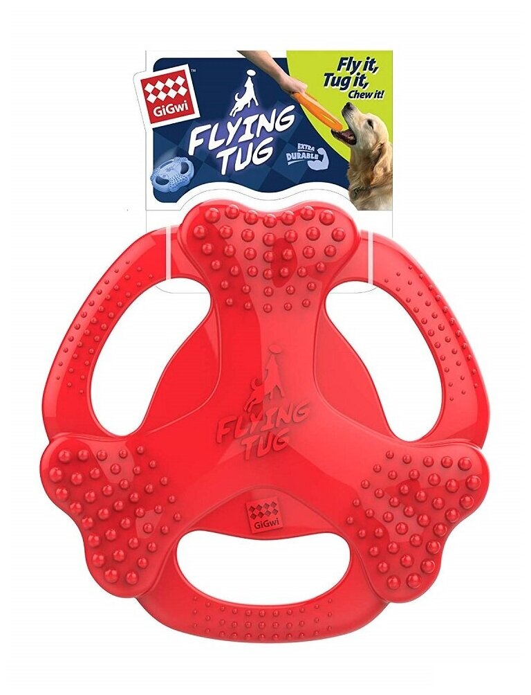 Игрушка для собак GIGWI Flying tug Кольцо тяни, бросай , красное (25 см)