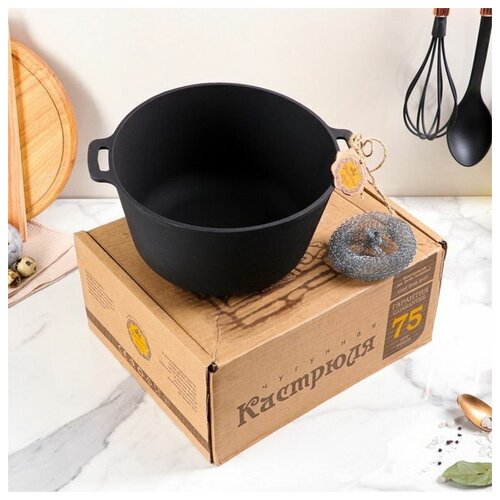 Казан-кастрюля чугунный литой, 4 л, премиум набор