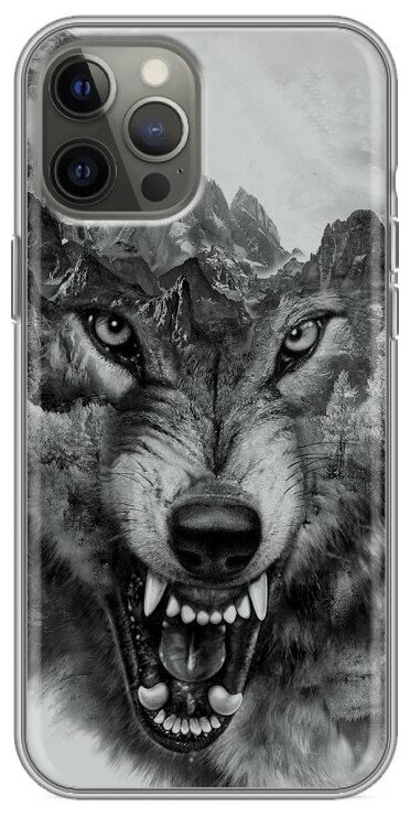 Дизайнерский силиконовый чехол для Айфон 12 Про Макс / Iphone 12 Pro Max Волк