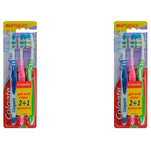 Зубная щетка, Colgate, Zig Zag Plus, средняя 2+1, 2 уп