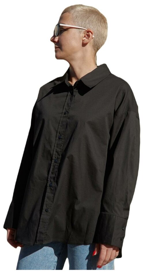 Рубашка женская оверсайз хлопок блузка широкая офисная с длинным рукавом большие размеры