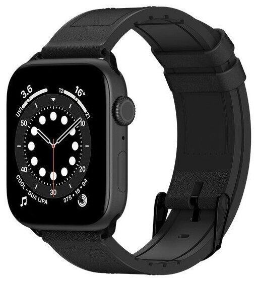 Ремешок SwitchEasy Hybrid для Apple Watch 42/44/45 мм чёрный силикон/натуральная кожа (GS-107-214-274-11)