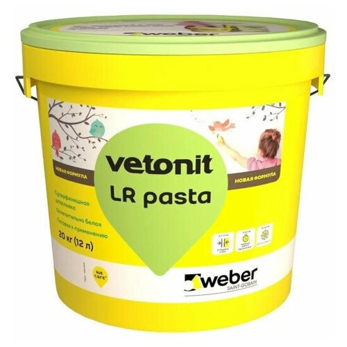 Vetonit LR Pasta шпаклевка для стен, шпатлевка финишная на дсп, гкл, гипоскартон и стеклохолст, готова к применению, ослепительно белая, 5 кг