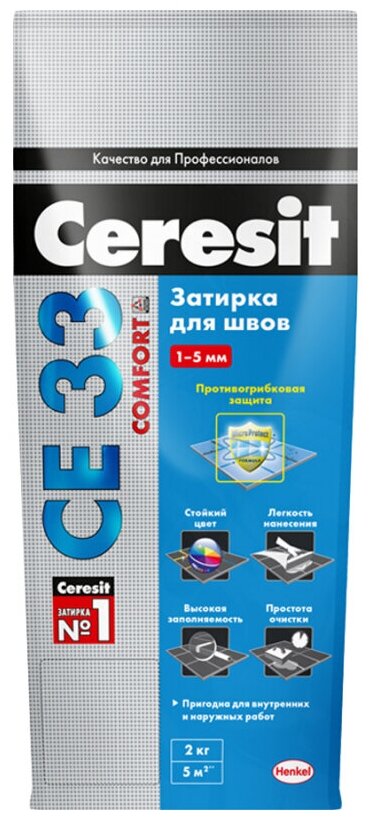 Ceresit СЕ 33 COMFORT Цементная затирка для швов до 6мм (40, жасмин, 2 кг)