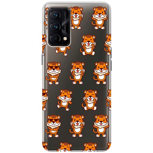 Силиконовый чехол с принтом Tigers Pattern для Realme GT Master Edition / Рилми ГТ Мастер Едишн матовый чехол tigers pattern для realme gt рилми гт с 3d эффектом бирюзовый