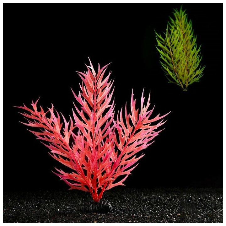 Растение искусственное аквариумное, светящееся, 20 см, красное