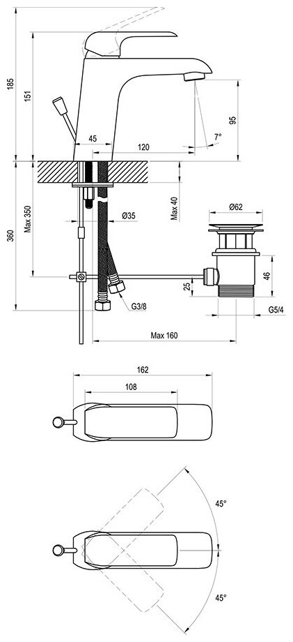 Смеситель для раковины Ravak Flat FL 013.00 X070117 Хром - фотография № 15