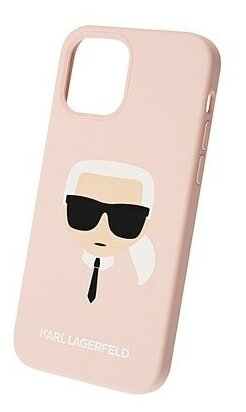 Панель Lagerfeld для iPhone 12/12 Pro, Liquid silicone Karl's Head Hard Pink