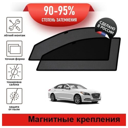 Каркасные шторки LATONIK PREMIUM на Hyundai Genesis 2 седан (DH) (2014-2017) на передние двери на магнитах с затемнением 90-95%