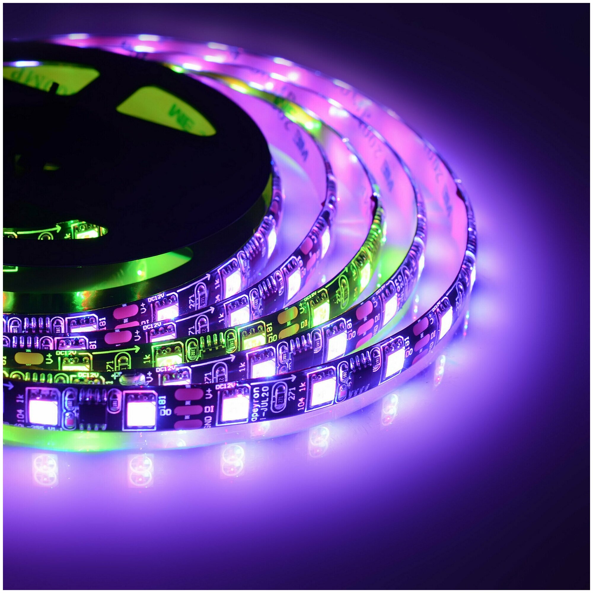 Комплект адресной светодиодной ленты с аксессуарами 12В 14.4Вт/м 5050 60 светодиодов/метр RGB IP65 5 метров APEYRON - фотография № 2