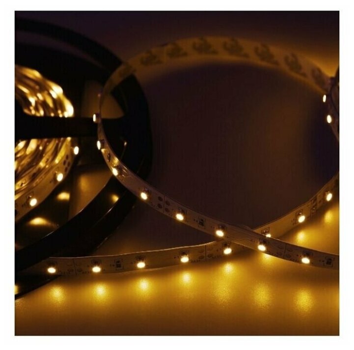 LED лента открытая, 8 мм, IP23, SMD 2835, 60 LED/m, 12 V, цвет свечения желтый - фотография № 1