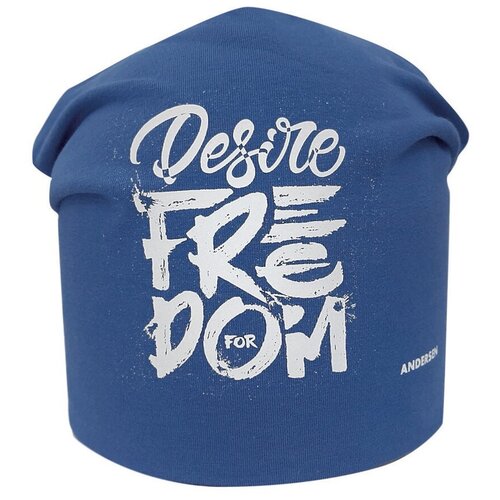 фото Шапка бини андерсен демисезонная, хлопок, размер 48-50, синий