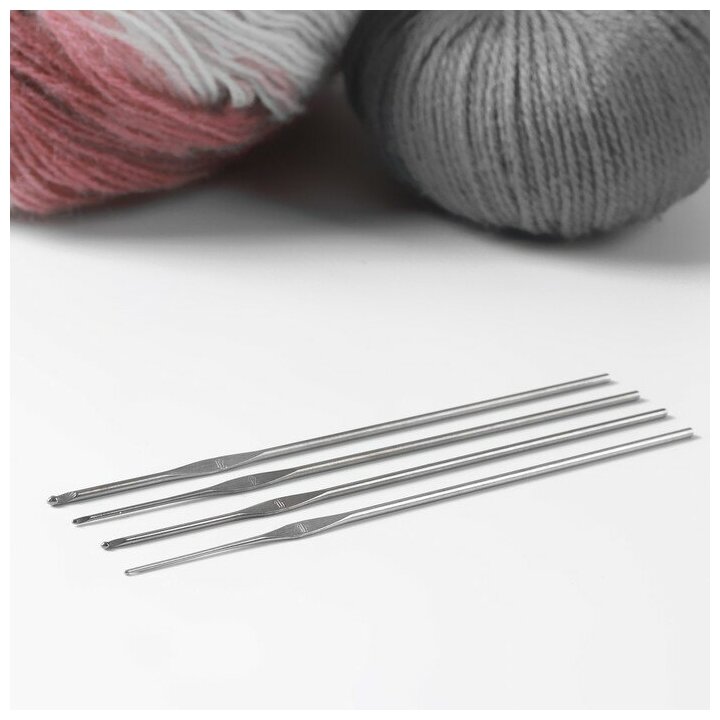Крючок для вязания Arti металлические "Рукодельница", d-1, 1,2, 1,6, 2 мм, 4 шт