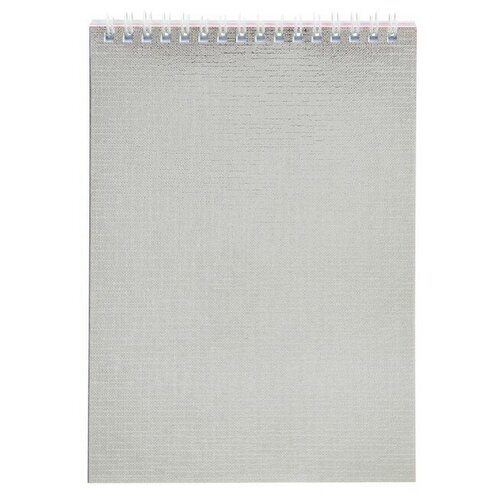 --- Блокнот А5 80 листов в клетку на гребне METALLIC Серебряный цветной срез обложка бумвинил 306₽