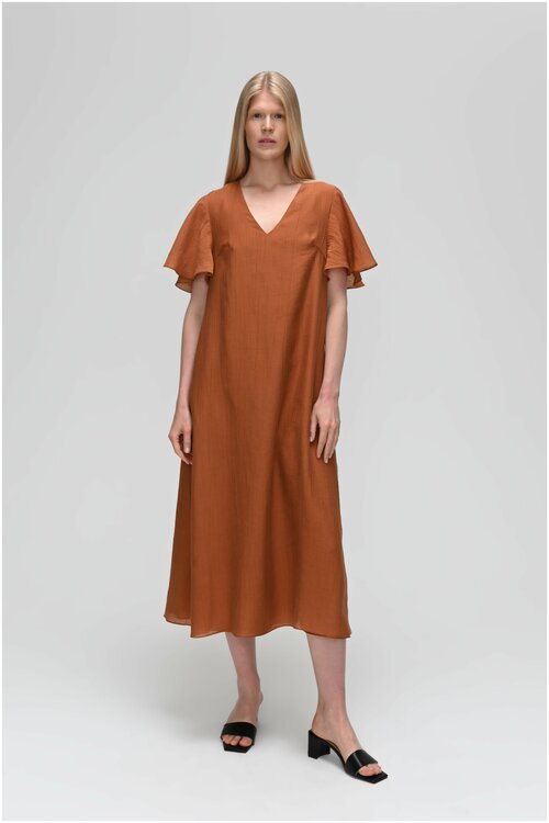 Платье 5 oCOAT, повседневное, классическое, свободный силуэт, размер L/170, оранжевый
