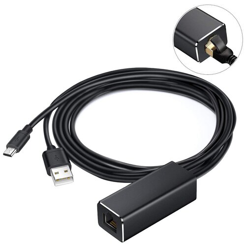 BSP NA-10 - Ethernet / LAN / RJ-45 / сетевой microUSB адаптер с питанием для chromecast / raspberry / google home / fire TV / смартфонов и планшетов [1 метр, OTG, 10/100]
