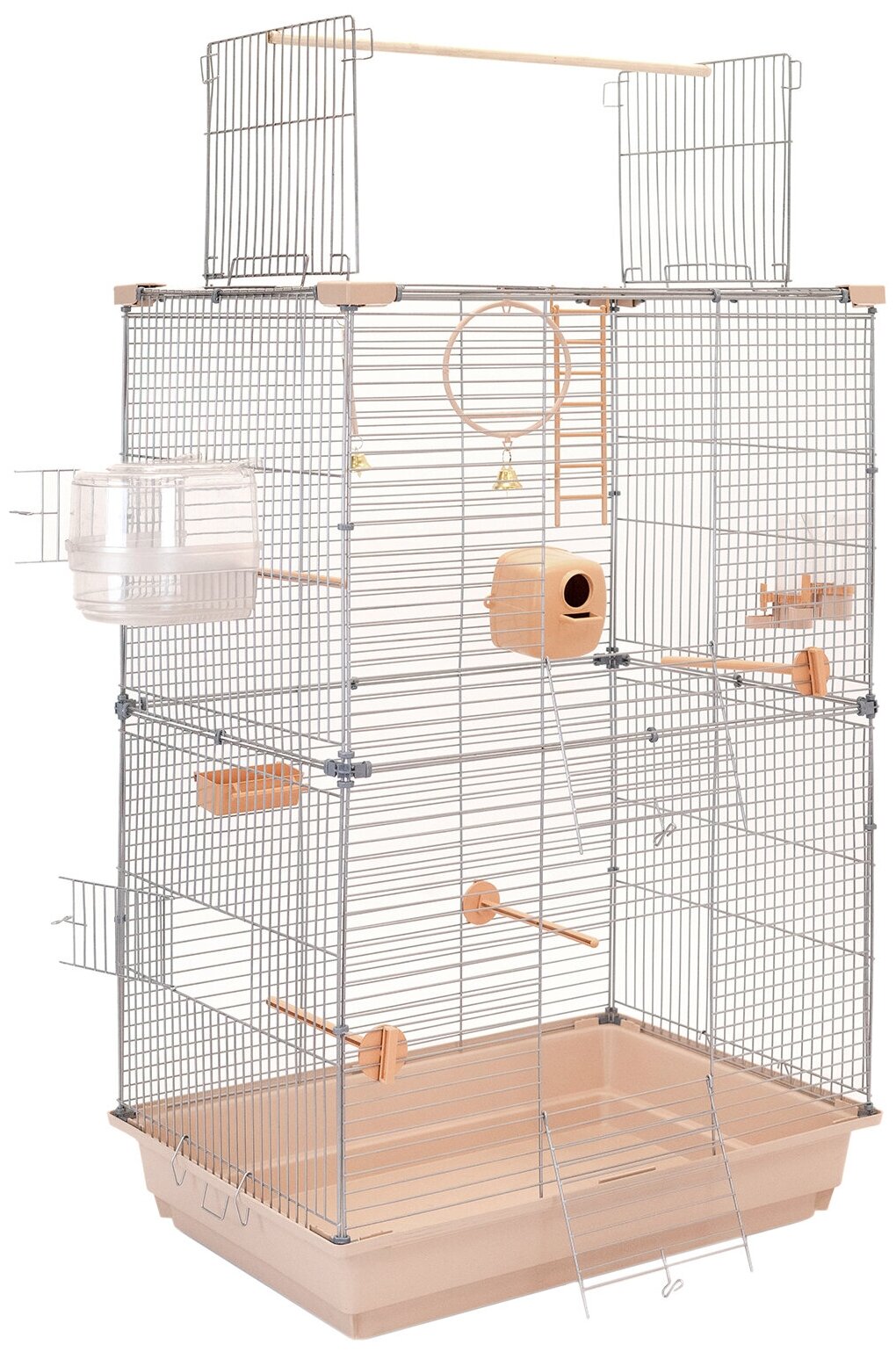 Клетка для птиц 88 х 58 х 40см: для попугая, для канарейки ЛОФТ-2 разборная "PetTails", 2 секции, шаг прута 12мм, бежевая - фотография № 1