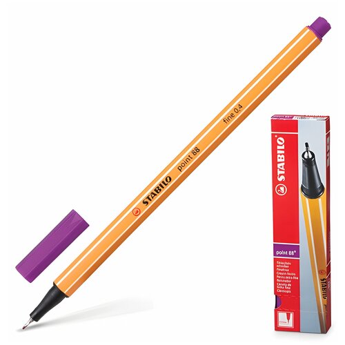 Ручка капиллярная STABILO “Point“, сиреневая, корпус оранжевый, линия письма 0,4 мм, 88/58