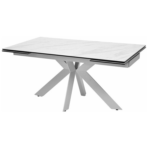 Стол BELLUNO 160 MARBLES KL-99 Белый мрамор матовый, итальянская керамика, белый каркас