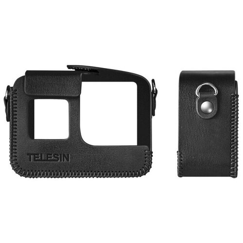 Чехол кожаный Telesin для экшен камеры Gopro 8 Black (черный) gopro sleeve lanyard hero8 electric pink силиконовый чехол с ремешком для камеры ajsst 007