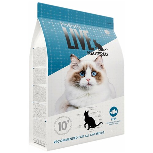 PROBIOTIC LIVE CAT для взрослых кастрированных котов и стерилизованных кошек с рыбой (2 кг)