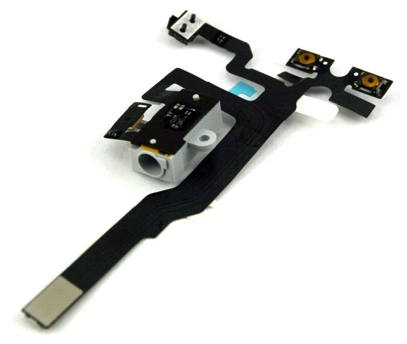 Шлейф с кнопками громкости и разъемом наушников для iPhone 4S Белый