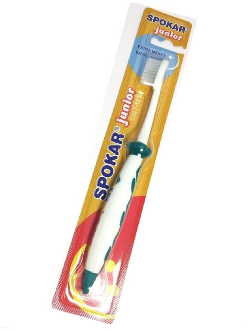 Spokar Junior extra soft - Детская зубная щетка-очень мягкая, цвет - зеленый