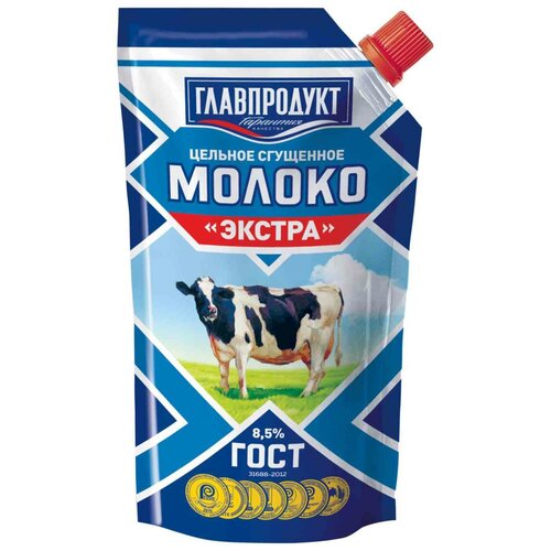 Молоко цельное сгущенное с сахаром экстра (ГОСТ) главпродукт Дой-Пак 270г. *1