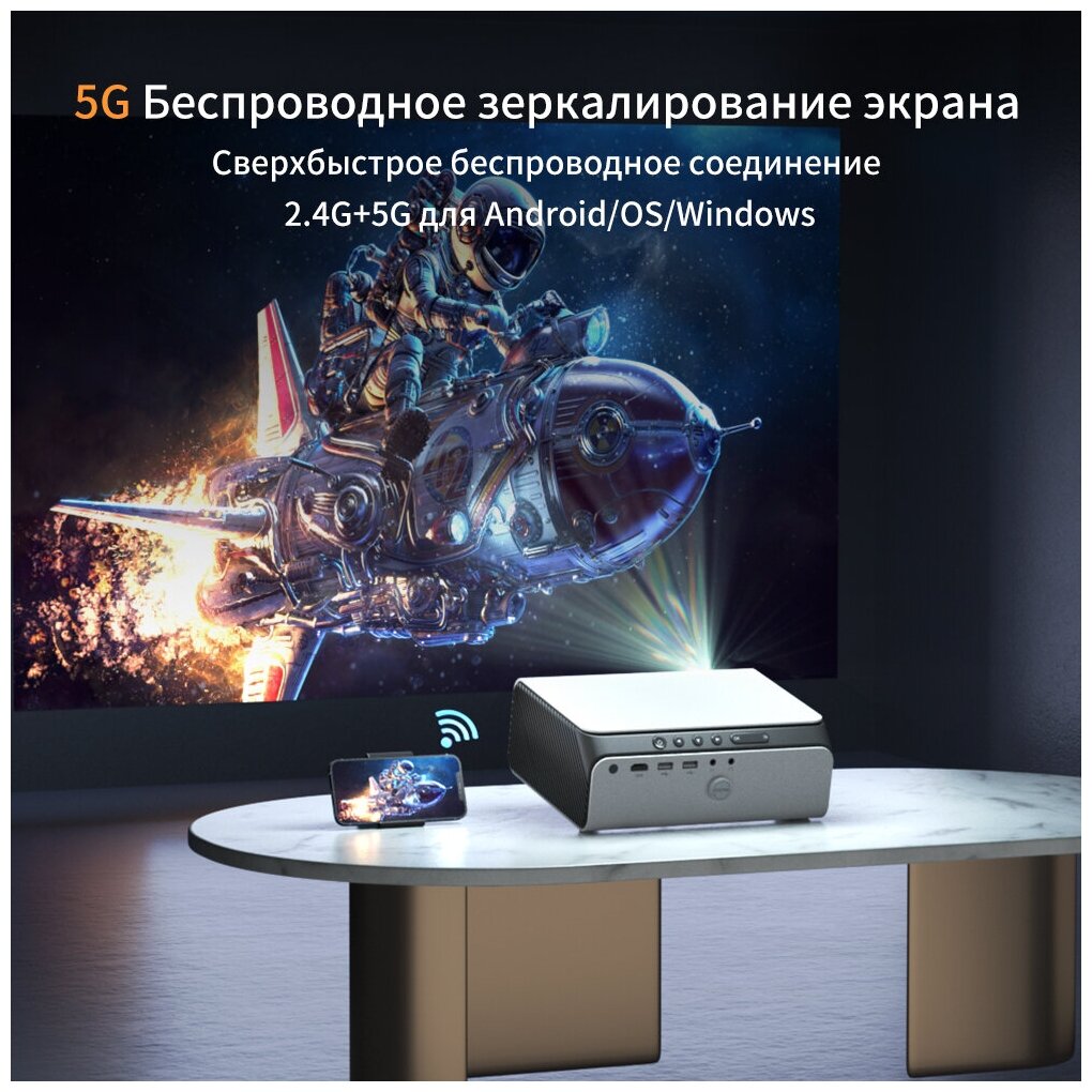 Мультимедийный портативный проектор VANKYO Leisure 495W, Dolby Audio, подключение через 5G WiFi, поддержка Bluetooth