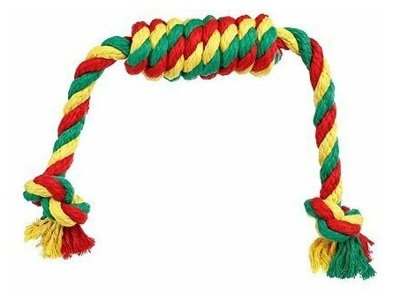 Doglike Сарделька канатная 1шт Dental Knot средняя (жёлтый-зелёный-красный) - фотография № 9