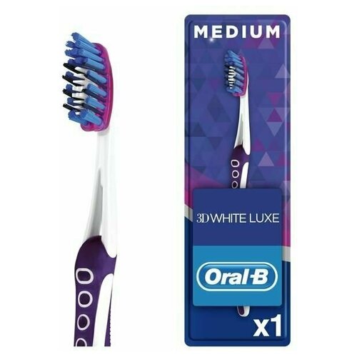 Зубная щетка Oral-B 3D White Luxe Pro-Expert Whitening Средней жесткости, 1 шт. зубная щетка oral b 3d white whitening black средней жесткости 1 шт