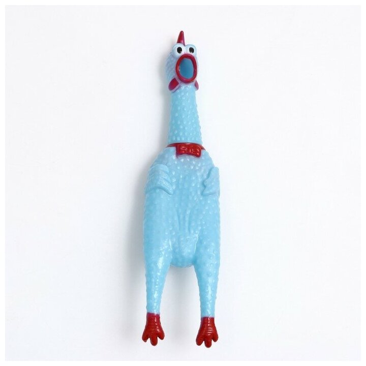 Игрушка пищащая "Задумчивая курица" для собак, 28 см, голубая - фотография № 3
