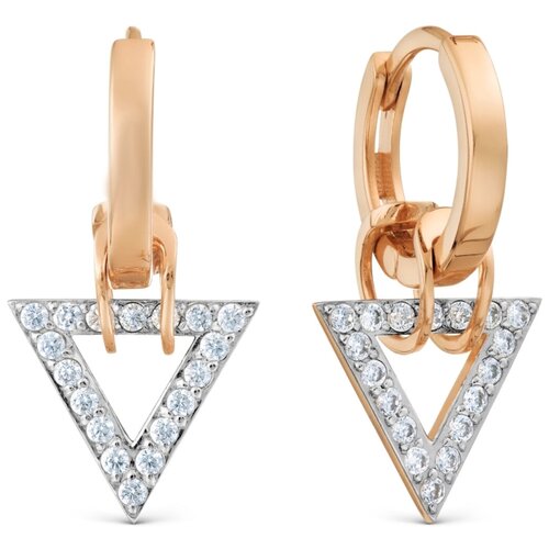 Серьги конго красное золото, 585 проба, фианит