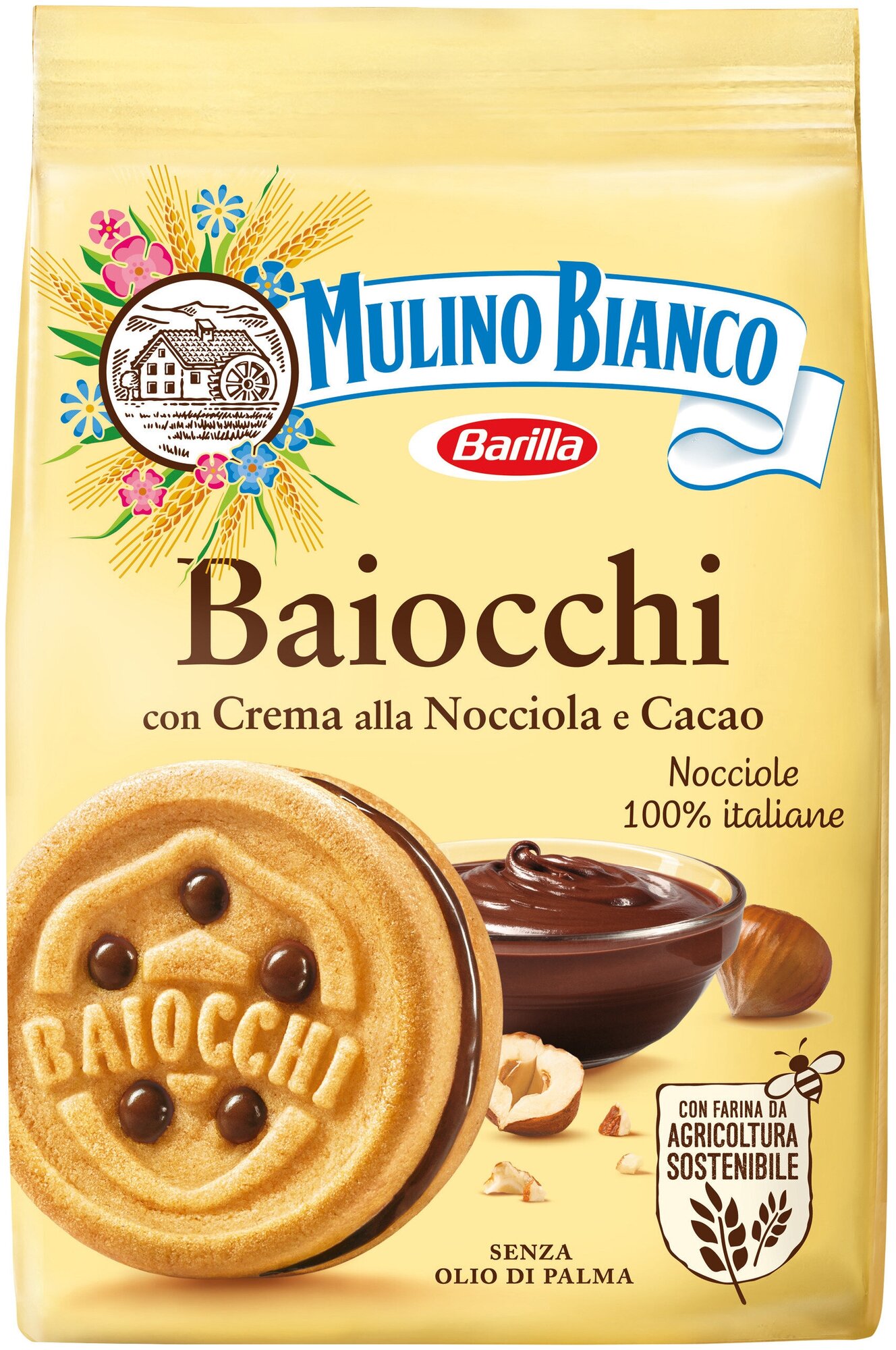 Печенье Mulino Bianco Barilla Baiocchi с какао-ореховым кремом 260г