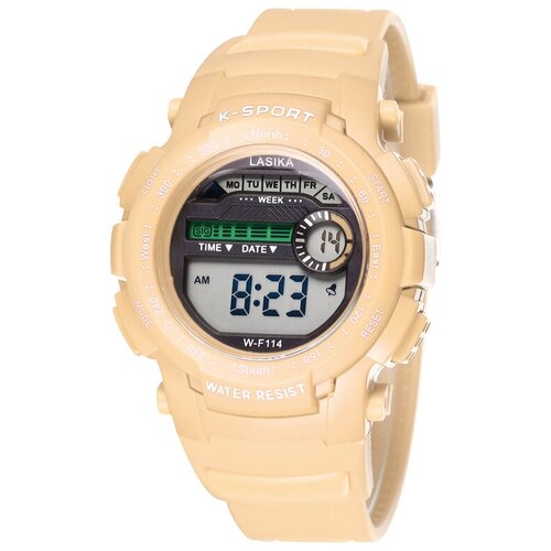 фото Наручные часы lasika электронные спортивные наручные часы lasika с секундомером, подсветкой, защитой от влаги и ударов, бежевый