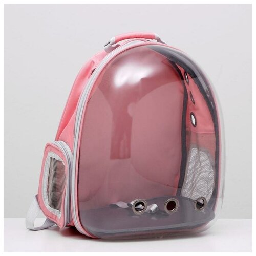 Рюкзак для переноски кошек и собак ТероПром 4777609 прозрачный, 31 х 28 х 42 см, розовый