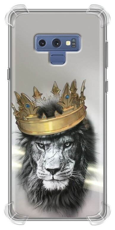 Дизайнерский силиконовый с усиленными углами чехол для Самсунг Нот 9 / Samsung Galaxy Note 9 Лев с короной