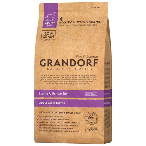 GRANDORF ADULT LARGE BREEDS LAMB & BROWN RICE для взрослых собак крупных пород низкозерновой с ягненком и коричневым рисом (3 + 3 кг)