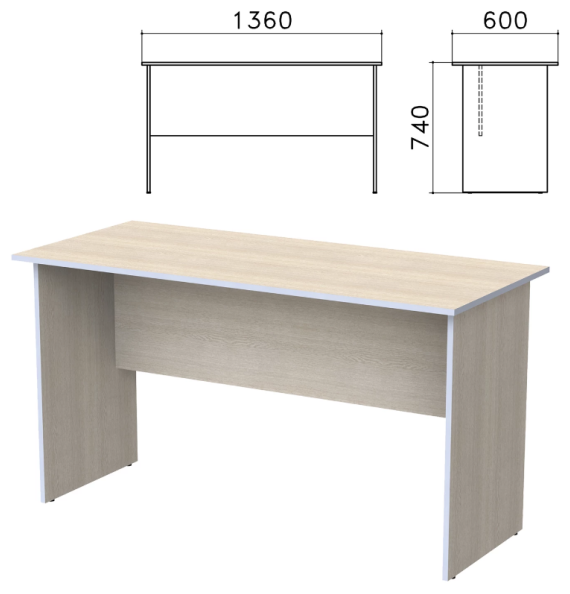 Стол письменный Бюджет, 1360х600х740 мм, дуб шамони светлый, 402661-430
