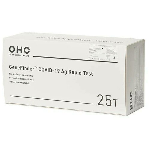 GeneFinder COVID-19 Ag Rapid Test экспресс тест на ковид в мазке из носоглотки, тест на коронавирус, антиген sars cov 2, OSANG, Южная Корея, 25 шт.