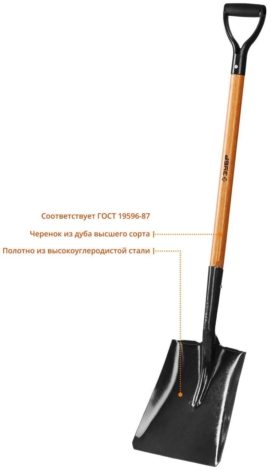 Лопата "Профи-10" совковая, деревянный черенок, с рукояткой, ЗУБР Профессионал - фотография № 3